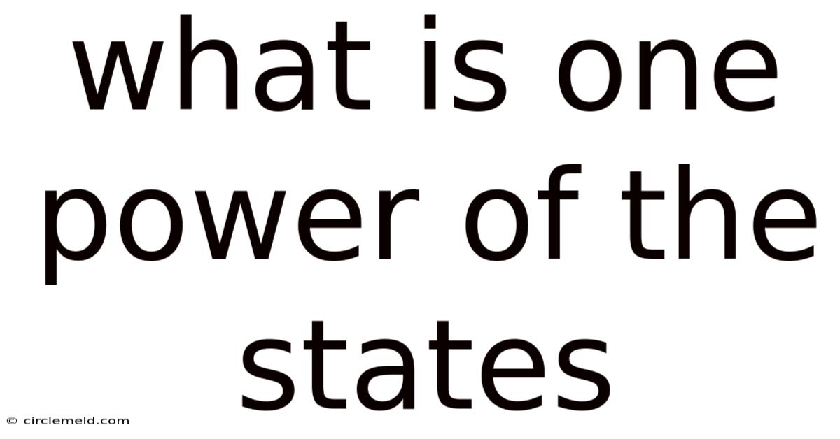 What Is One Power Of The States