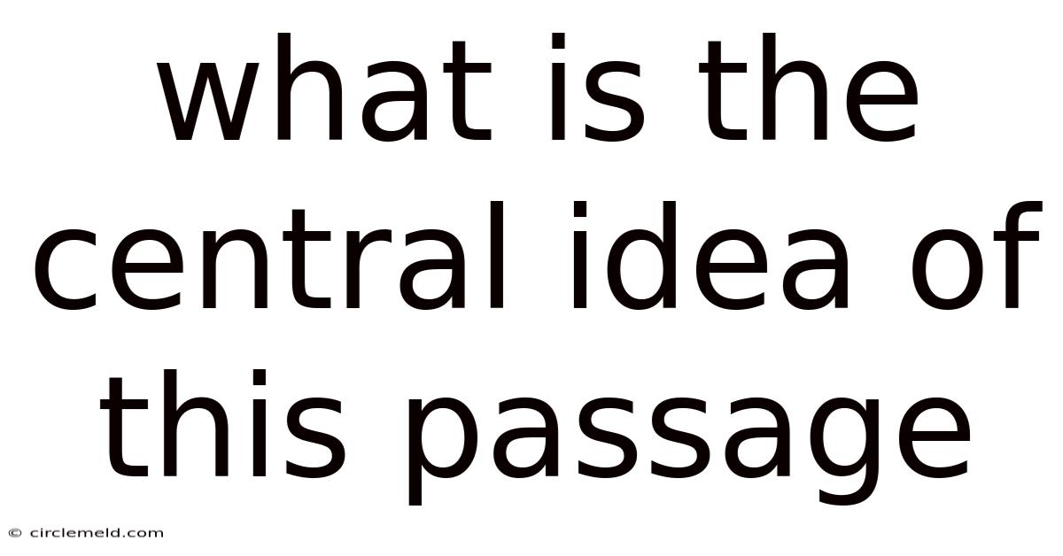 What Is The Central Idea Of This Passage