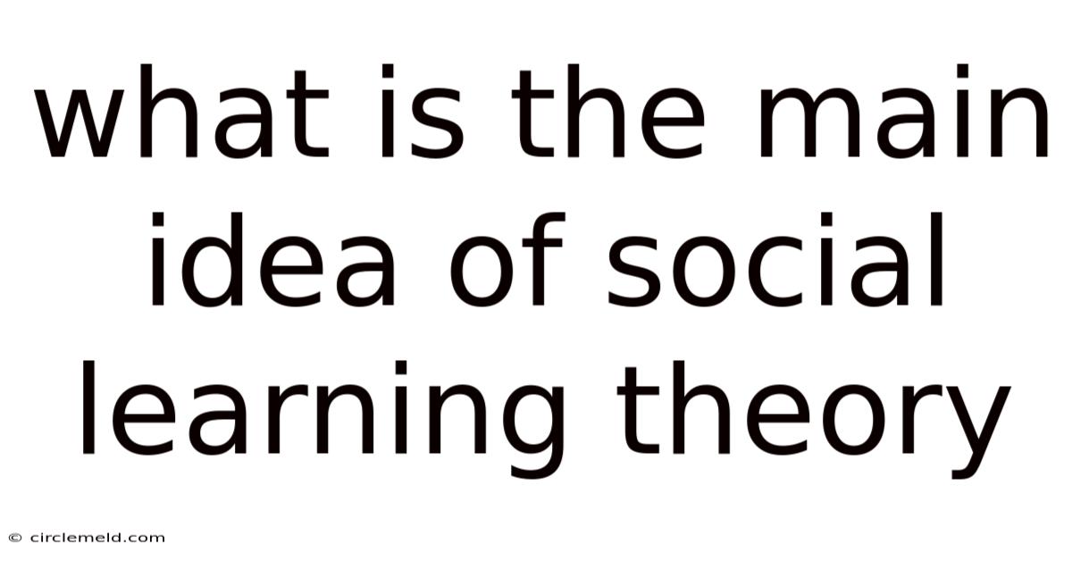 What Is The Main Idea Of Social Learning Theory