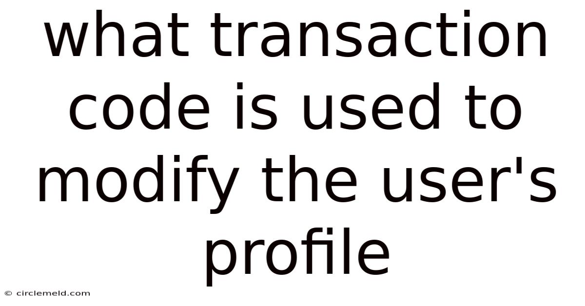 What Transaction Code Is Used To Modify The User's Profile