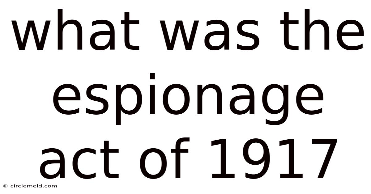 What Was The Espionage Act Of 1917