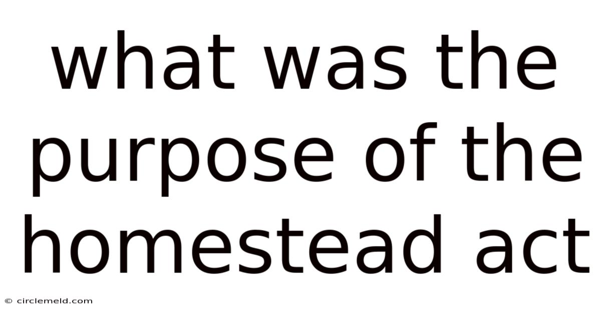 What Was The Purpose Of The Homestead Act