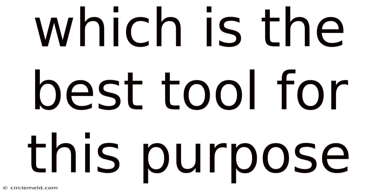 Which Is The Best Tool For This Purpose