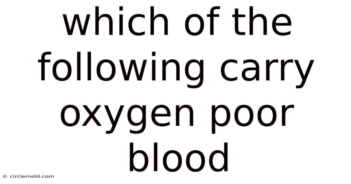 Which Of The Following Carry Oxygen Poor Blood