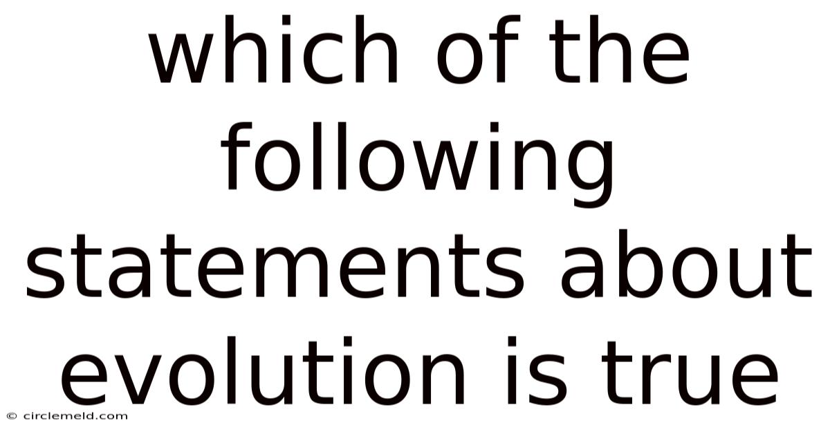 Which Of The Following Statements About Evolution Is True