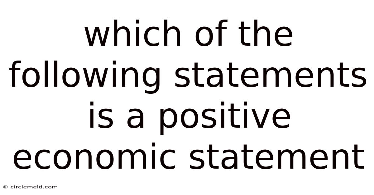 Which Of The Following Statements Is A Positive Economic Statement