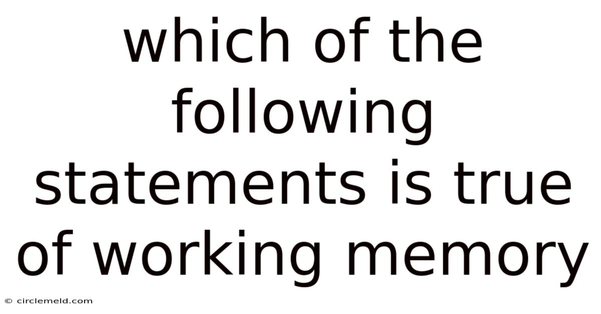Which Of The Following Statements Is True Of Working Memory