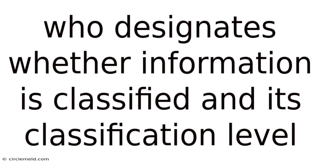 Who Designates Whether Information Is Classified And Its Classification Level