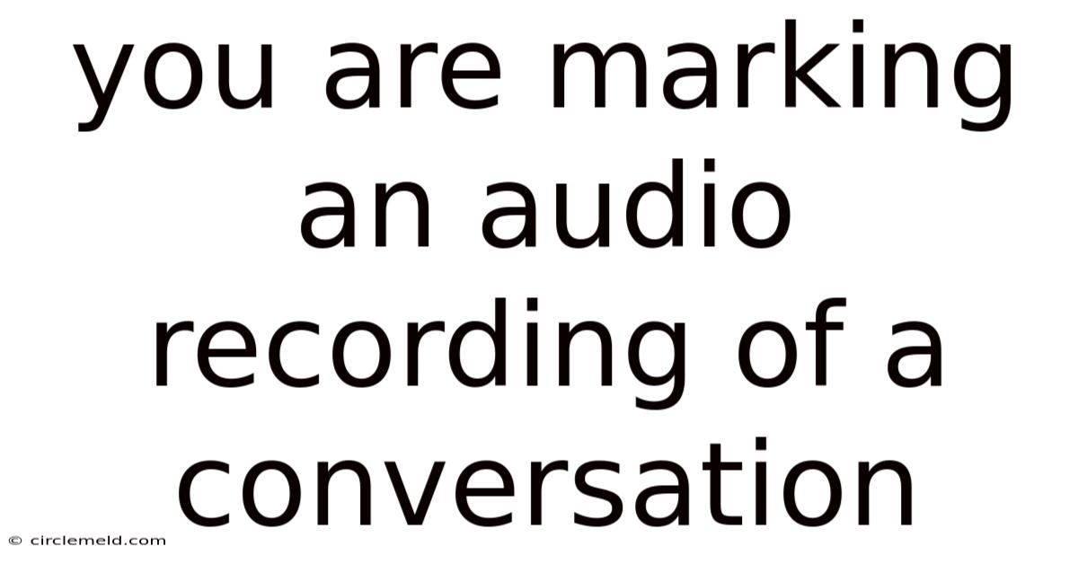 You Are Marking An Audio Recording Of A Conversation